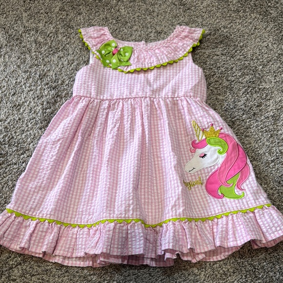 Emily Rose Other - Pink Unicorn Dress with Green Accents